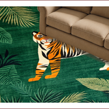 Ultra Soft Area Rug, Non Slip, Stain Resistant, Washable Area Rugs for Living Room, Bedroom, Vintage Ethnic Jungle Aesthetic(Green)