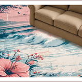 Ultra Soft Area Rug, Non Slip, Stain Resistant, Washable Area Rugs for Living Room, Bedroom, Machine Washable Floral Dining Room Accent Rug(Pink)