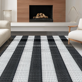 Ultra Soft Area Rug, Non Slip, Stain Resistant, Washable Area Rugs for Living Room, Bedroom, Rustic Tiled Design with Neutral Palette(Black)
