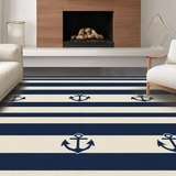 Ultra Soft Area Rug, Non Slip, Stain Resistant, Washable Area Rugs for Living Room, Bedroom, Classic Maritime Anchor Pattern(Blue)