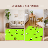 Ultra Soft Area Rug, Non Slip, Stain Resistant, Washable Area Rugs for Living Room, Bedroom, Playful Yellow Nature Scene(Green)