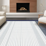 Ultra Soft Area Rug, Non Slip, Stain Resistant, Washable Area Rugs for Living Room, Bedroom, Sophisticated Modern Ogee Motif(Gray)