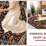Ultra Soft Area Rug, Non Slip, Stain Resistant, Washable Area Rugs for Living Room, Bedroom, Artistic Black and Red Nature Design(Black)