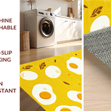 Ultra Soft Area Rug, Non Slip, Stain Resistant, Washable Area Rugs for Living Room, Bedroom, Whimsical Fried Egg Design(Yellow)
