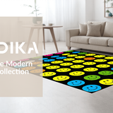Ultra Soft Area Rug, Non Slip, Stain Resistant, Washable Area Rugs for Living Room, Bedroom, Joyful Contemporary Smiley Art(Yellow)