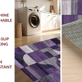 Ultra Soft Area Rug, Non Slip, Stain Resistant, Washable Area Rugs for Living Room, Bedroom, Chic Symmetrical Pattern Fusion(Purple)