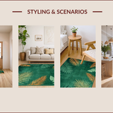 Ultra Soft Area Rug, Non Slip, Stain Resistant, Washable Area Rugs for Living Room, Bedroom, Exotic Palm Motif Elegance(Green)