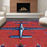 Ultra Soft Area Rug, Non Slip, Stain Resistant, Washable Area Rugs for Living Room, Bedroom, Rustic Military Aircraft Inspiration(Red)