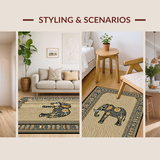 Ultra Soft Area Rug, Non Slip, Stain Resistant, Washable Area Rugs for Living Room, Bedroom, Stylish Ethnic Animal Print Aesthetic(Beige)