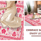 Ultra Soft Area Rug, Non Slip, Stain Resistant, Washable Area Rugs for Living Room, Bedroom, Cozy Vibrant Floral Tapestry Style(Pink)