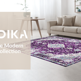 Ultra Soft Area Rug, Non Slip, Stain Resistant, Washable Area Rugs for Living Room, Bedroom, Timeless Diamond Medallion Elegance(Purple)