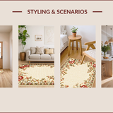 Ultra Soft Area Rug, Non Slip, Stain Resistant, Washable Area Rugs for Living Room, Bedroom, Beige Floral Vintage Stain Resistant Living Room(Beige)