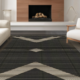 Ultra Soft Area Rug, Non Slip, Stain Resistant, Washable Area Rugs for Living Room, Bedroom, Rustic Neutral Toned Tassel Accent(Black)