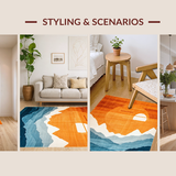 Ultra Soft Area Rug, Non Slip, Stain Resistant, Washable Area Rugs for Living Room, Bedroom, Rustic Earthy Toned Print(Orange)