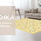 Ultra Soft Area Rug, Non Slip, Stain Resistant, Washable Area Rugs for Living Room, Bedroom, Sunny Beige Botanical Pattern(Yellow)