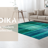Ultra Soft Area Rug, Non Slip, Stain Resistant, Washable Area Rugs for Living Room, Bedroom, Modern Earthy Geometric Fusion(Blue)
