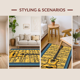 Ultra Soft Area Rug, Non Slip, Stain Resistant, Washable Area Rugs for Living Room, Bedroom, Whimsical Colorful Treble Clef Art(Brown)