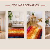 Ultra Soft Area Rug, Non Slip, Stain Resistant, Washable Area Rugs for Living Room, Bedroom, Boho Rainbow Tufted(Orange)