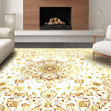 Ultra Soft Area Rug, Non Slip, Stain Resistant, Washable Area Rugs for Living Room, Bedroom, Chic Trellis Vibe(Gold)