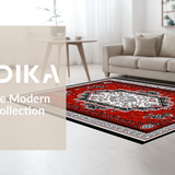 Ultra Soft Area Rug, Non Slip, Stain Resistant, Washable Area Rugs for Living Room, Bedroom, Eclectic Gray Tiled Sound Patterns(Red)