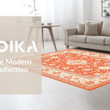 Ultra Soft Area Rug, Non Slip, Stain Resistant, Washable Area Rugs for Living Room, Bedroom, Luxurious Minimalist Tiled Arrangement(Orange)