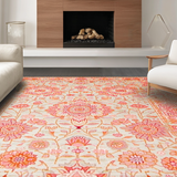 Ultra Soft Area Rug, Non Slip, Stain Resistant, Washable Area Rugs for Living Room, Bedroom, Artistic Vintage Blossom Motif(Pink)