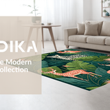 Ultra Soft Area Rug, Non Slip, Stain Resistant, Washable Area Rugs for Living Room, Bedroom, Whimsical Animal Print Arrangement(Green)