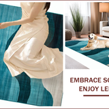 Ultra Soft Area Rug, Non Slip, Stain Resistant, Washable Area Rugs for Living Room, Bedroom, Contemporary Neutral Teal Waves(Blue)