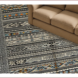 Ultra Soft Area Rug, Non Slip, Stain Resistant, Washable Area Rugs for Living Room, Bedroom, Sleek Black Geometric Aesthetic(Black)