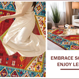 Ultra Soft Area Rug, Non Slip, Stain Resistant, Washable Area Rugs for Living Room, Bedroom, Elegant Ethnic Colorful Design(Red)