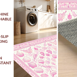 Ultra Soft Area Rug, Non Slip, Stain Resistant, Washable Area Rugs for Living Room, Bedroom, Whimsical Pink Oceanic Pattern(White)
