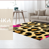 Ultra Soft Area Rug, Non Slip, Stain Resistant, Washable Area Rugs for Living Room, Bedroom, Bold Pink Leopard Print Bedroom Accent Rug(Beige)