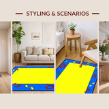 Ultra Soft Area Rug, Non Slip, Stain Resistant, Washable Area Rugs for Living Room, Bedroom, Whimsical Sound Wave Motif(Yellow)