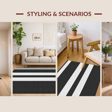 Ultra Soft Area Rug, Non Slip, Stain Resistant, Washable Area Rugs for Living Room, Bedroom, Stylish Black and White Rug:  Minimalist Geometric Design(Black)