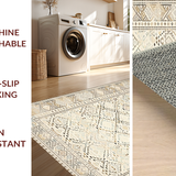 Ultra Soft Area Rug, Non Slip, Stain Resistant, Washable Area Rugs for Living Room, Bedroom, Rustic Warm Toned Geometric Theme(Beige)