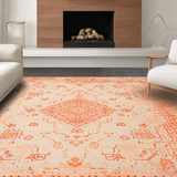 Ultra Soft Area Rug, Non Slip, Stain Resistant, Washable Area Rugs for Living Room, Bedroom, Earthy Tone Curvilinear Patterns(Orange)