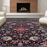 Ultra Soft Area Rug, Non Slip, Stain Resistant, Washable Area Rugs for Living Room, Bedroom, Elegant Faded Floral Elegance(Blue)