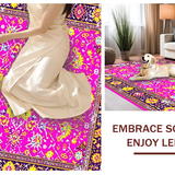 Ultra Soft Area Rug, Non Slip, Stain Resistant, Washable Area Rugs for Living Room, Bedroom, Eclectic Floral Medallion Motif(Pink)
