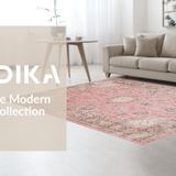 Ultra Soft Area Rug, Non Slip, Stain Resistant, Washable Area Rugs for Living Room, Bedroom, Vintage Floral Boho Elegance(Pink)