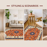 Ultra Soft Area Rug, Non Slip, Stain Resistant, Washable Area Rugs for Living Room, Bedroom, Whimsical Orange and Blue Palette(Orange)