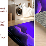 Ultra Soft Area Rug, Non Slip, Stain Resistant, Washable Area Rugs for Living Room, Bedroom, Vibrant Abstract Geometric Waves(Purple)