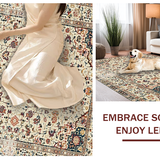 Ultra Soft Area Rug, Non Slip, Stain Resistant, Washable Area Rugs for Living Room, Bedroom, Artistic Abstract Ogee Arrangement(Beige)