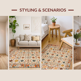 Ultra Soft Area Rug, Non Slip, Stain Resistant, Washable Area Rugs for Living Room, Bedroom, Cozy Modern Tiled Aesthetic(Orange)