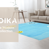 Ultra Soft Area Rug, Non Slip, Stain Resistant, Washable Area Rugs for Living Room, Bedroom, Lighthearted Cartoonish Graphic Motif(Blue)