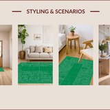 Ultra Soft Area Rug, Non Slip, Stain Resistant, Washable Area Rugs for Living Room, Bedroom, Vibrant Cityscape Playful Arrangement(Green)