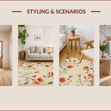 Ultra Soft Area Rug, Non Slip, Stain Resistant, Washable Area Rugs for Living Room, Bedroom, Modern Beige Geometric Floral Living Room Rug(Beige)