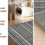 Ultra Soft Area Rug, Non Slip, Stain Resistant, Washable Area Rugs for Living Room, Bedroom, Black White Striped Rug, Contemporary Design(Black)