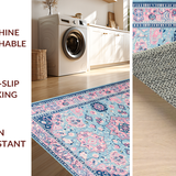 Ultra Soft Area Rug, Non Slip, Stain Resistant, Washable Area Rugs for Living Room, Bedroom, Charming Pastel Geometric Motif(Blue)