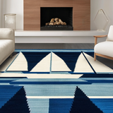 Ultra Soft Area Rug, Non Slip, Stain Resistant, Washable Area Rugs for Living Room, Bedroom, Elegant Blue Maritime Design(Blue)