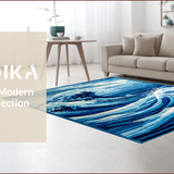 Ultra Soft Area Rug, Non Slip, Stain Resistant, Washable Area Rugs for Living Room, Bedroom, Serene Coastal Wave Aesthetic(Blue)